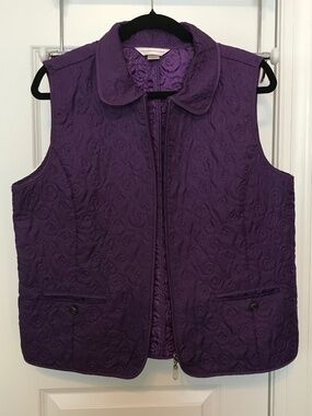 Christopher & Banks purple sleeveless vest with swirly embroidered pattern (L)